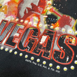 【Elvis Presley】プリント Tシャツ LAS VEGAS ラスベガス ロゴ 半袖 黒 音楽系 エルビスプレスリー ロックt バンドt  LARGE US古着