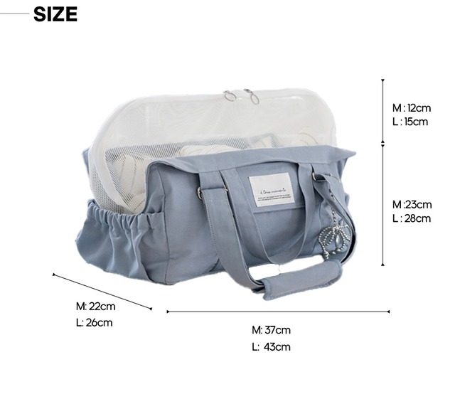(PartirBag)肌触りとお手入れが快適なcotton100%ペットバッグ(BLUEGRAY)