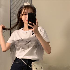 Tシャツ レディース 送料無料 3色 トップス Tシャツ ルーズフィット プルオーバー フェイクレイヤード チュール リボン レイヤード 切替プルオーバーシャツ 長袖 ボリューム袖 パフスリーブ ドロップショルダー バルーンスリーブ ラウンドネック クルーネック 大人可愛い きれいめ 上品 レトロ 大人女子 こなれ感 ラフ キュート ガーリー ルーズ 抜け感 ゆったり 白 ホワイト 楽ちん 二の腕カバー 定番 春夏 秋冬 大人 かわいい おしゃれ デイリー オフィス 通勤 通学 トレンド