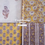 ブロックプリント生地【50cm単位】インド綿 小花柄 黄色×グレージュ #16726-YL2