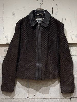 【Caka otto】Smooth × Nubuck Braid Vintage Leather Jacket
