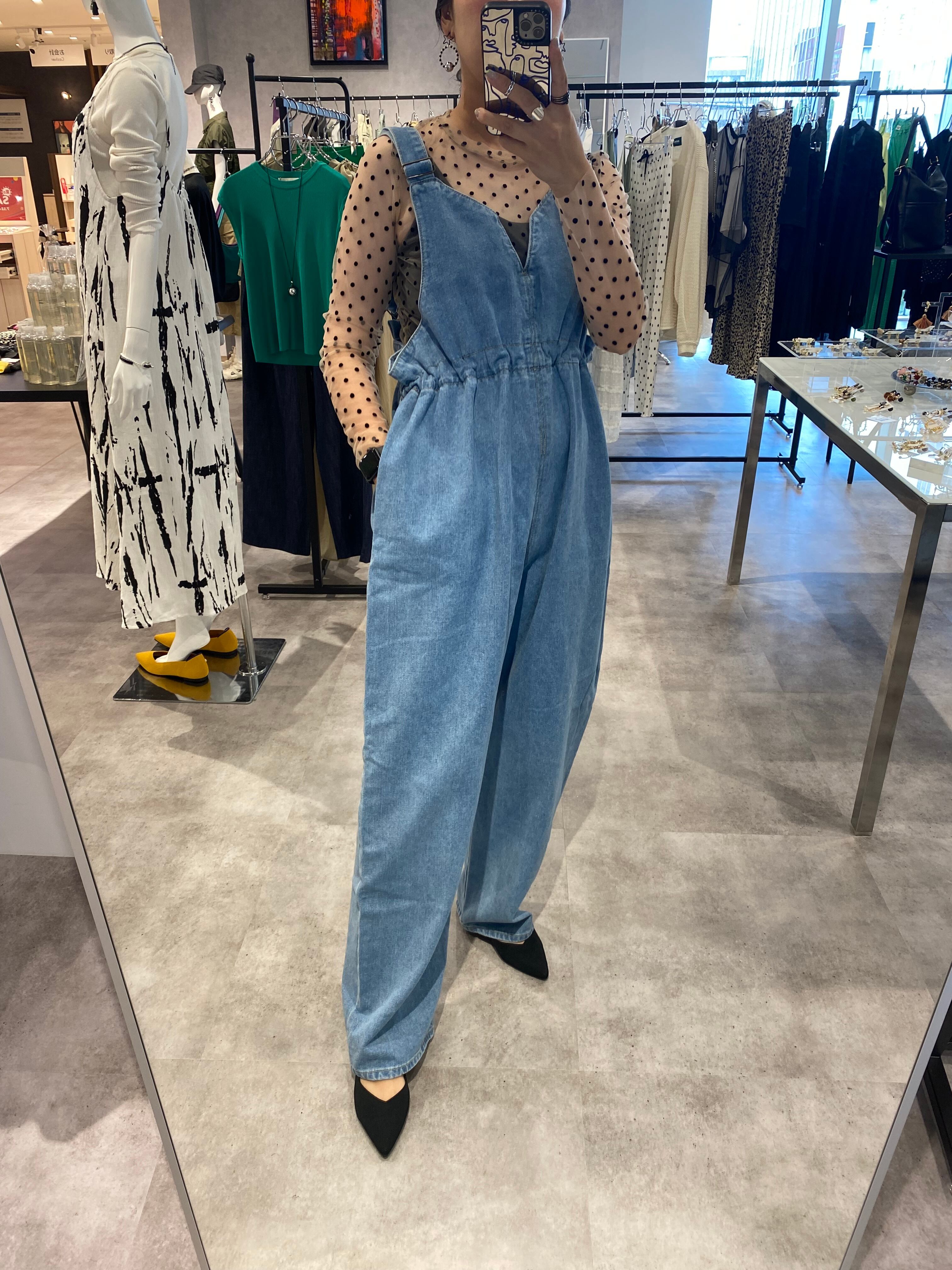 tapered denim salopette