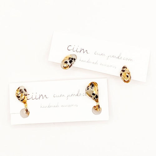 ciim petit pierce/earring (ダルメシアンジャスパー)gold