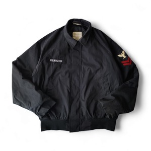 90s　US NAVY　アメリカ軍　ユーティリティジャケット　ジップアップ　ミリタリー　ブルゾン　ブラック　Medium－Regular　M-R　