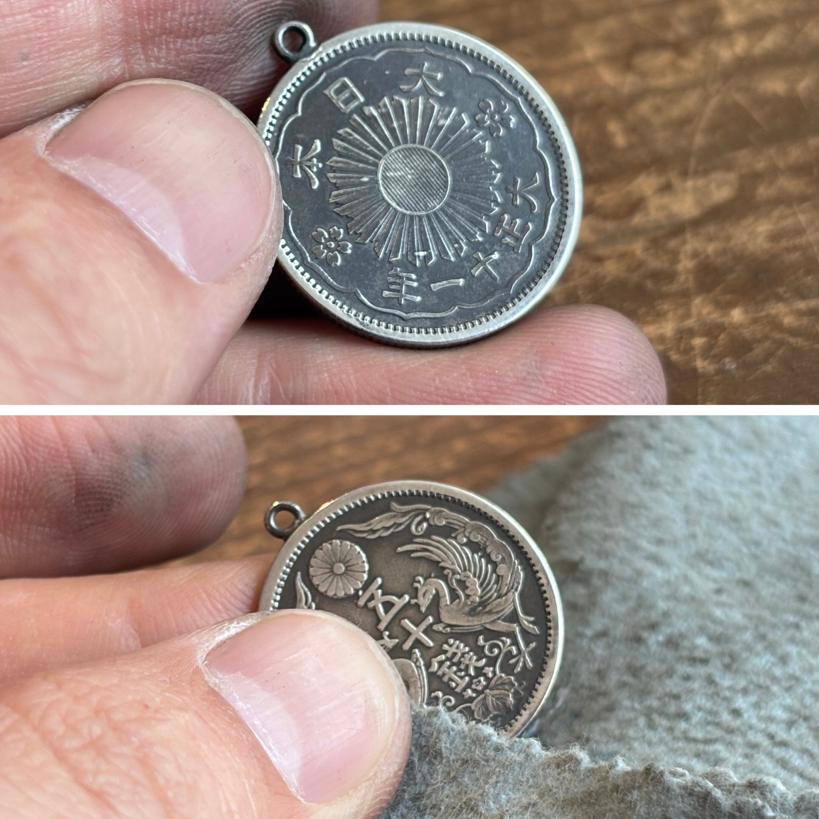 古銭ネックレス 50銭銀貨 和風 鳳凰 | V系シルバーアクセサリー