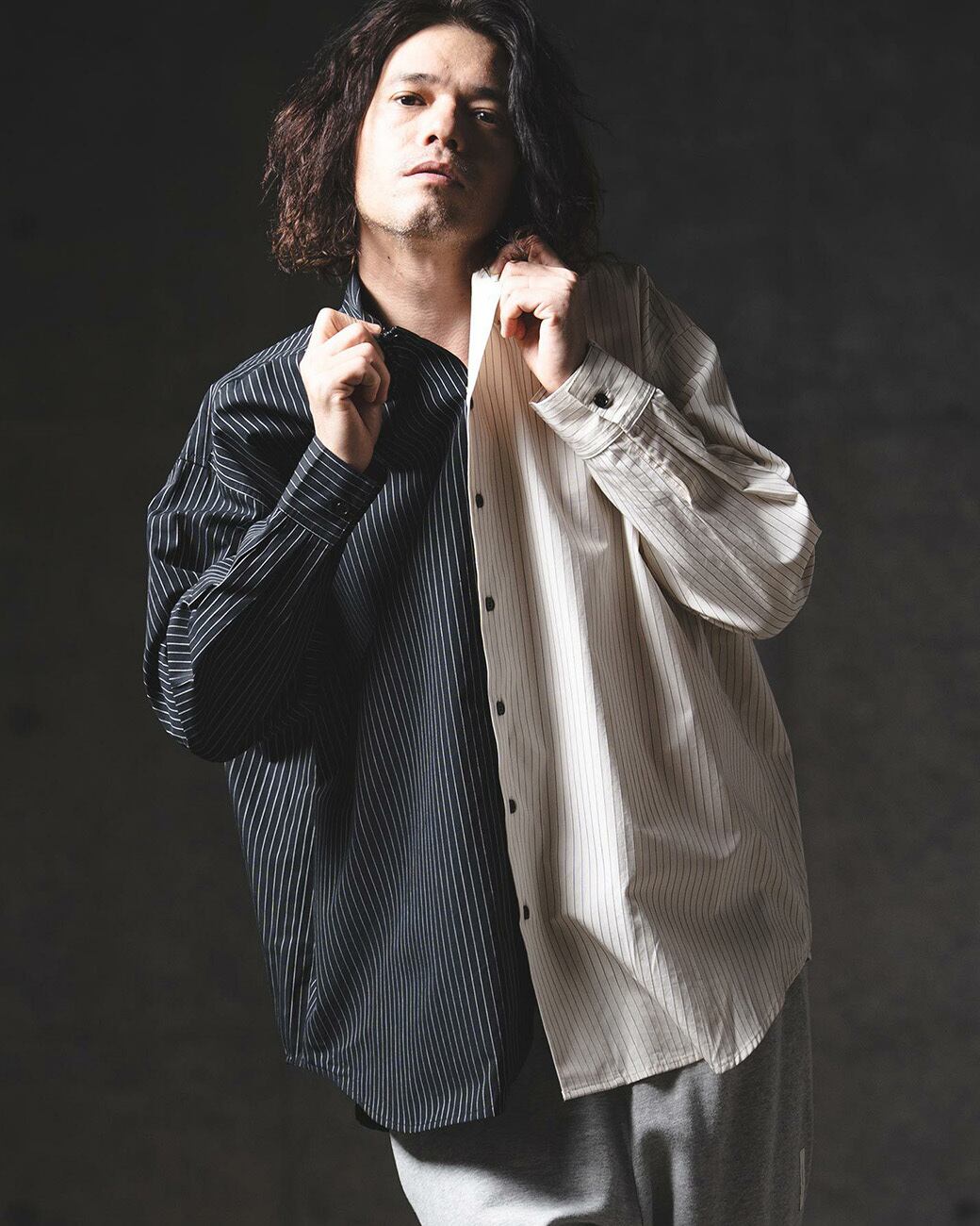 GLIMCLAP】ピンストライプシャツ (201-011-gls-cg) | voice clothing store