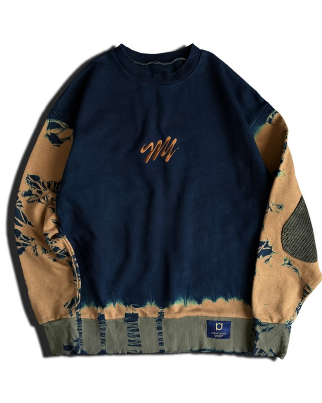 【数量限定販売】藍染めエルボパッチタイダイトレーナー 接木