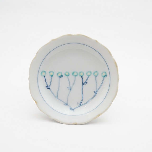 【二月窯】輪花皿　お花　G