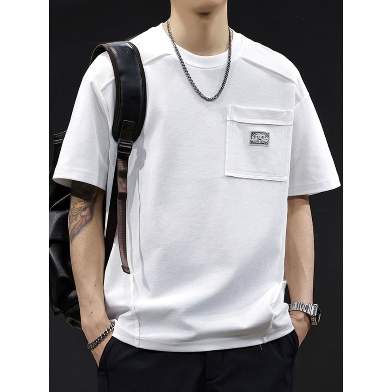 100% Cotton Oversized Short Crew Neck T-Shirt ◇2color H0454