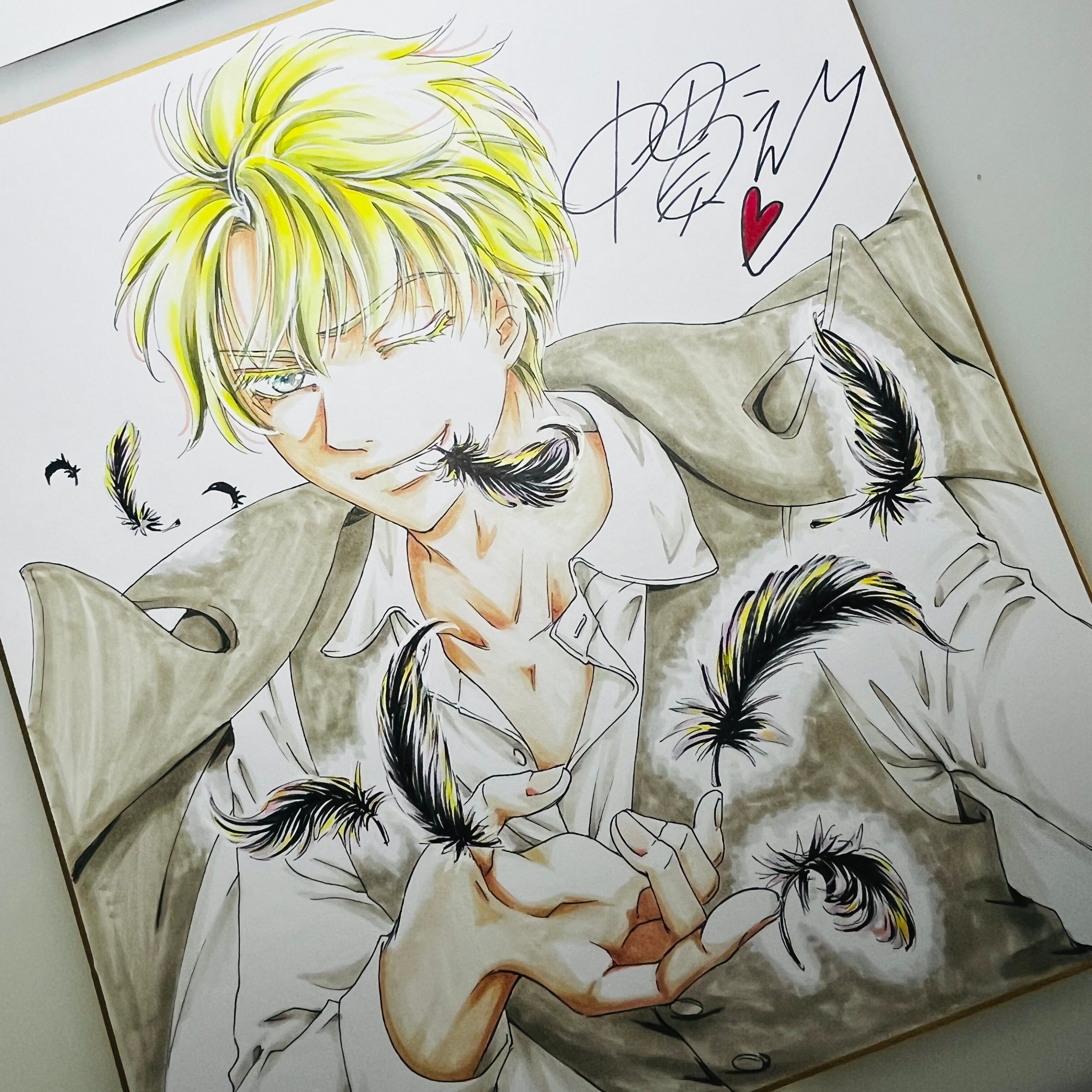 直筆イラスト色紙 輝（黒羽） | 中貫えりSHOP