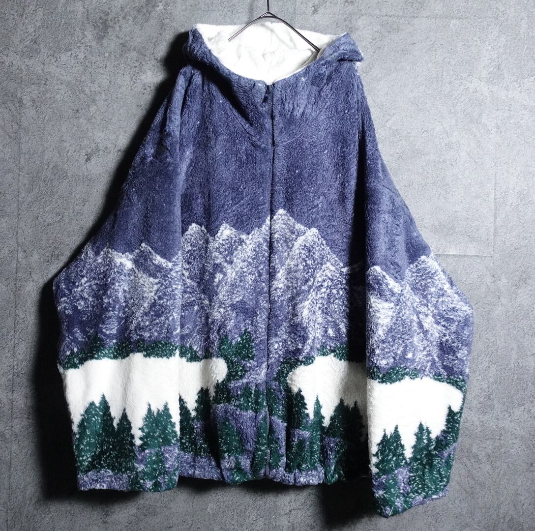 snow mountain landscape painting design fleece jacket