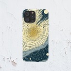 受注生産 iPhoneケース 金色の渦巻き銀河と白い月の星図｜天体図風 STAR042B