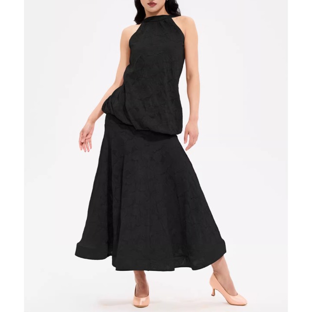 バックオープン フラワーパターン ノースリーブ トップス 2col　D00400