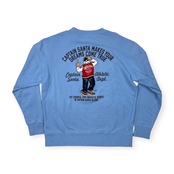 CAPTAIN SANTA キャプテンサンタ BIG刺繍&プリント 長袖 スウェット トレーナー シャツ サイズ XL /水色ブルー系