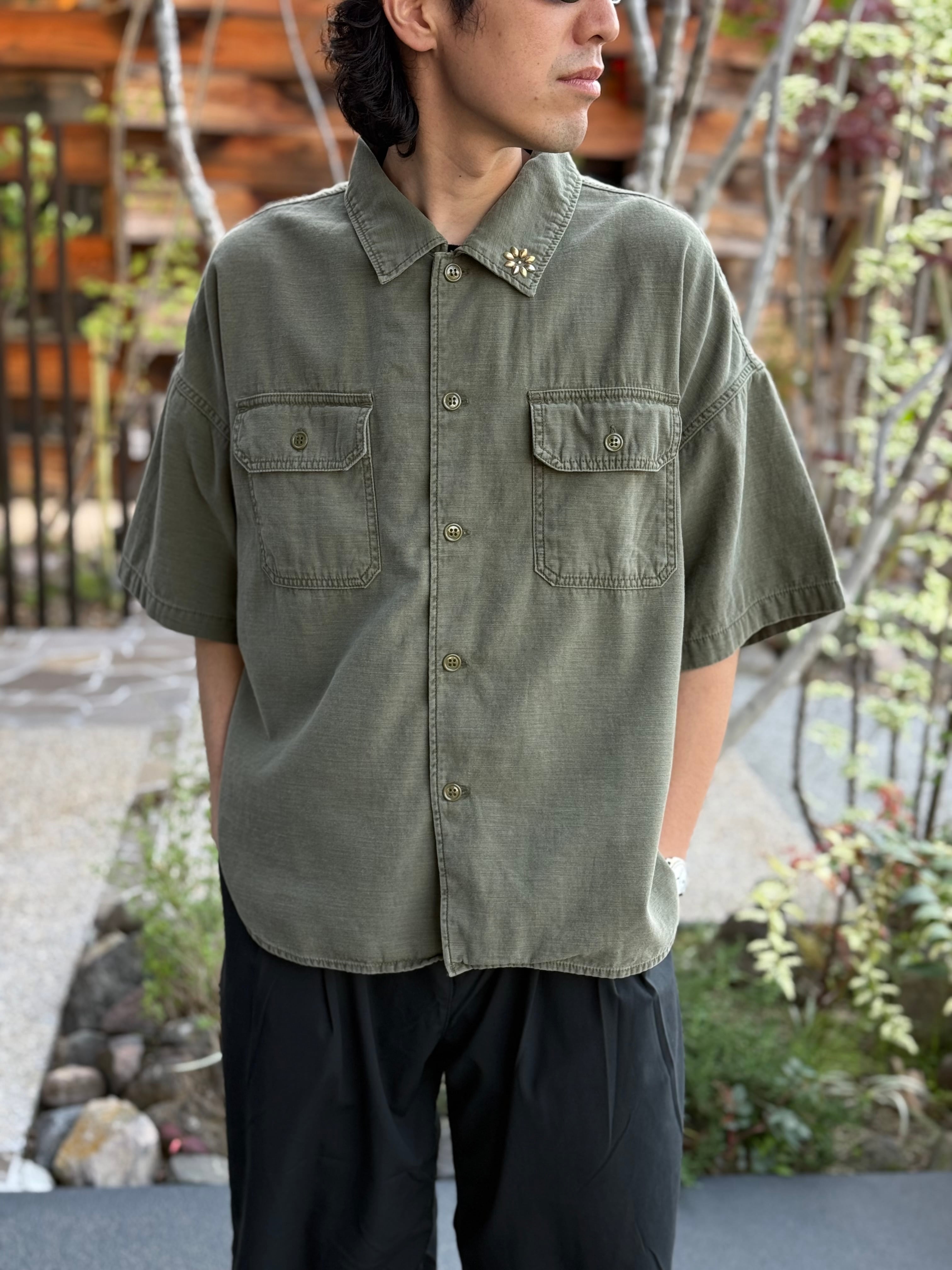 REMI RELIEF レミレリーフ【WIDE MILITARY S/S SHIRT Small Flower