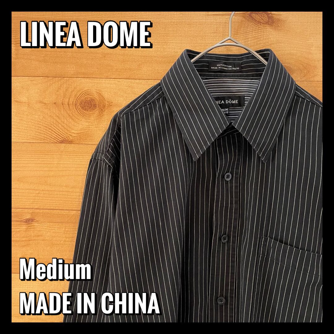 LINEA DOME】ブラックボディ ホワイトライン ストライプ 長袖シャツ M ...