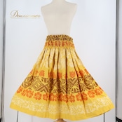 フラダンス 衣装 パウスカート イエロー系 シングル ハイビスカス柄 モンステラ柄 かわいい 華やか 鮮やか 明るい ふわふわ ハワイアン アロハ ハワイアンプリント フラ ダンス レッスン 練習 ハワイ