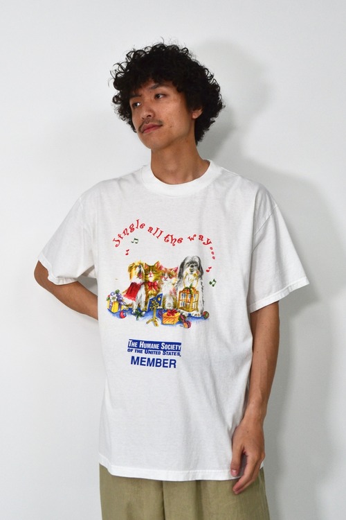 90s~00s The Humane Society “Jingle All The Way” Animal Print T-Shirt