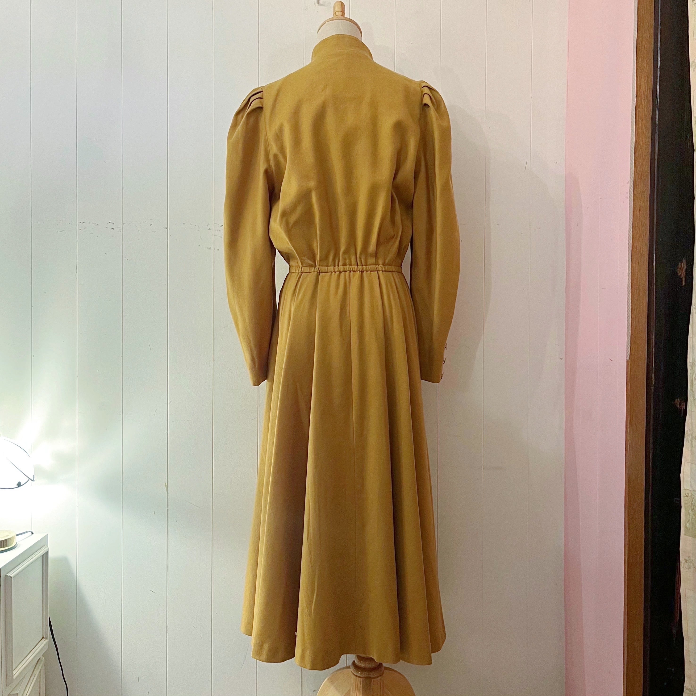 mustard front metal button one-piece