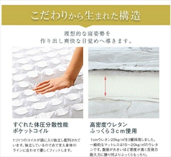 マットレス付き エレガントベッド ボタン締めのお洒落なキルティング