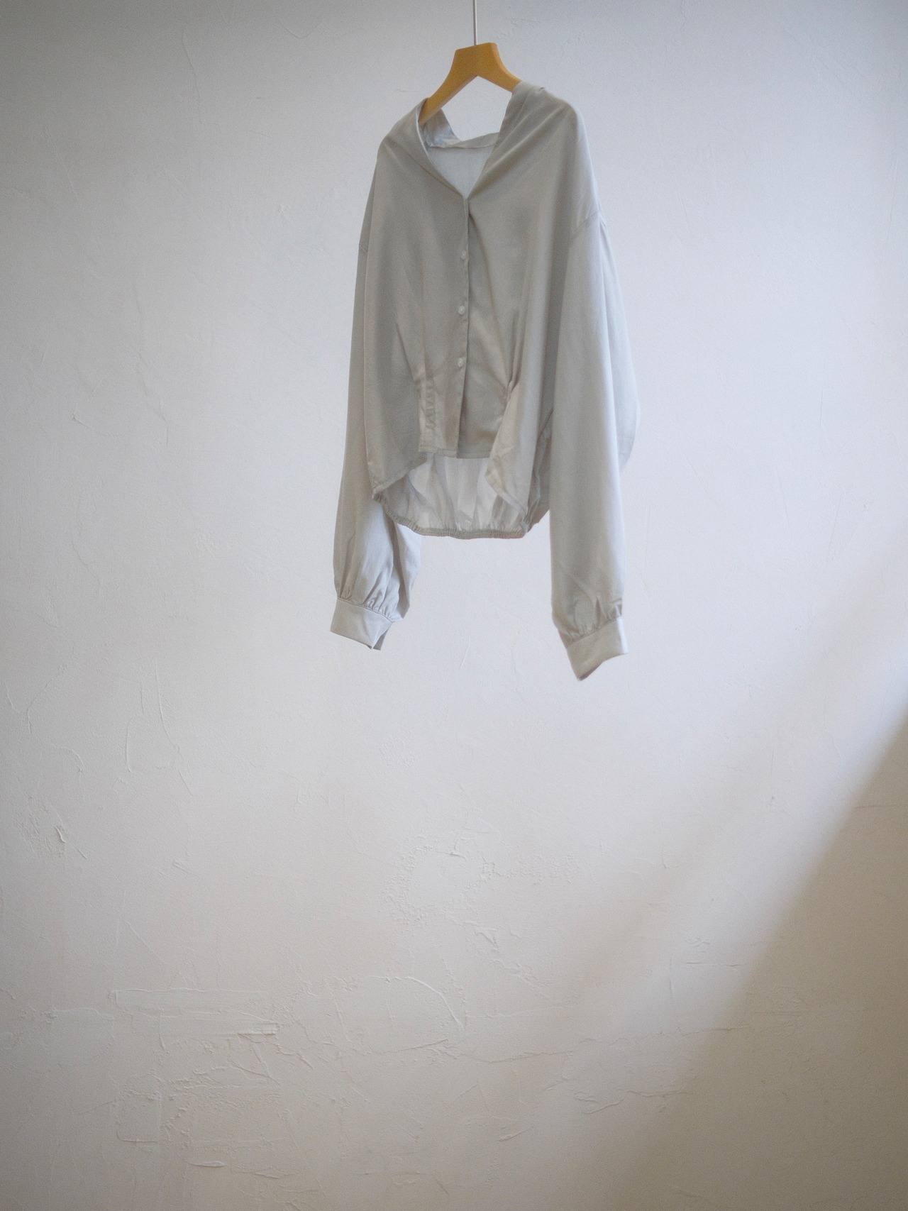 Dropped Shoulder Drape Shirt / GRAY - 1