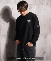 ◆ハート刺繍 ワイドシルエット L/S Tee◆bf-25101