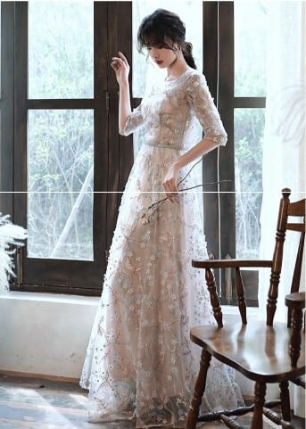 上品！ イブニングドレス ロング 優雅なシルエット ファスナー 細見え  