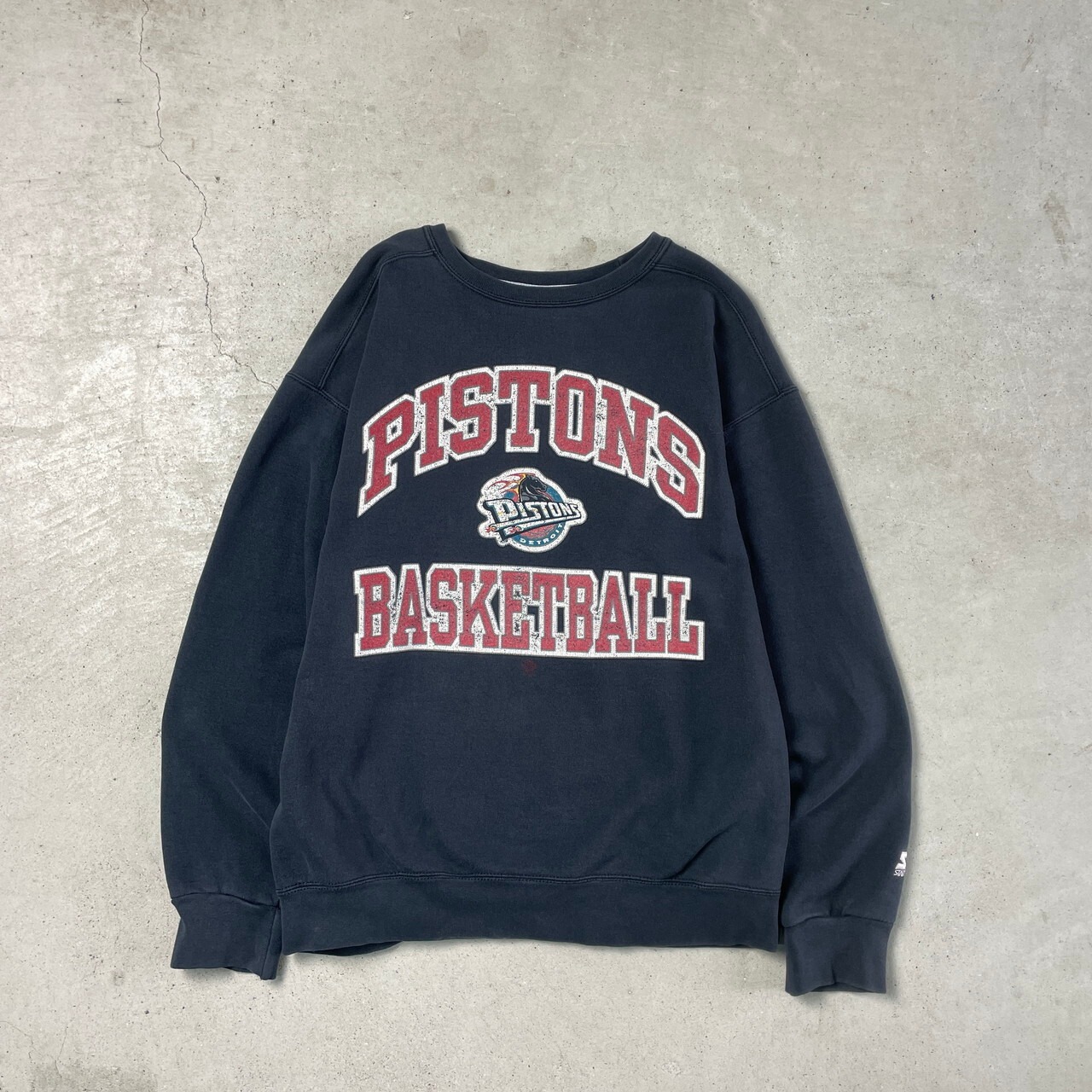 90年代 USA製 STARTER NBA DETROIT PISTONS プリントスウェットシャツ 