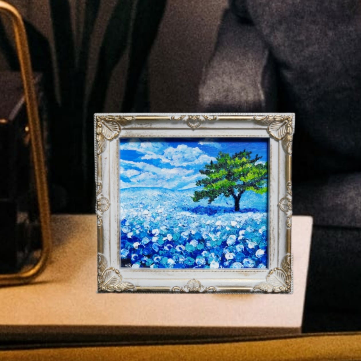 油絵 油彩 油彩画 絵画 絵 ミニ絵画 【ネモフィラの丘】 - 絵画 油絵 油彩 油彩画 絵画 絵 ミニ絵画 【ネモフィラの丘】 - 絵画