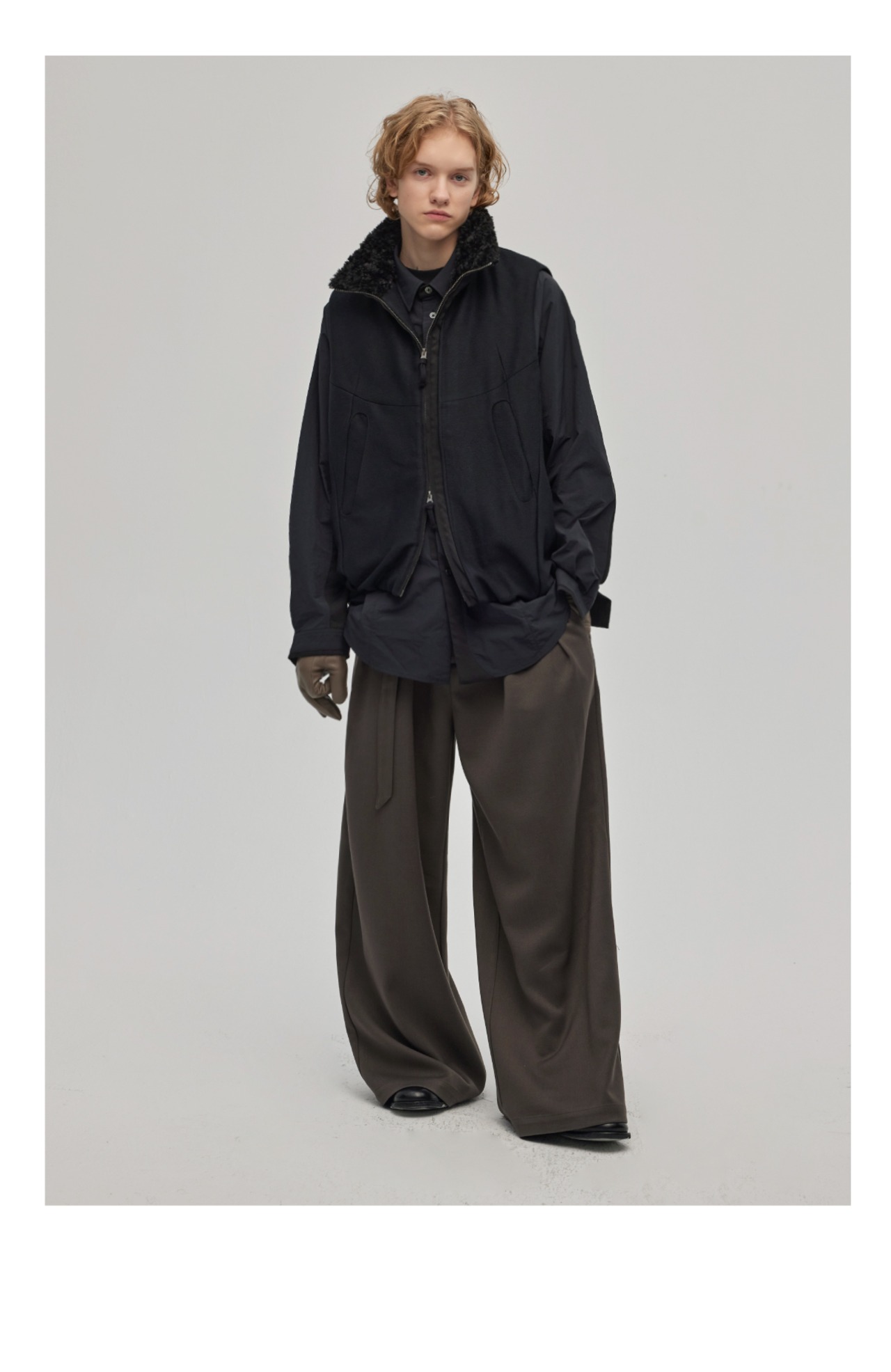 DECESOLO 24AW ヘビーウェイト ファーカラーベスト