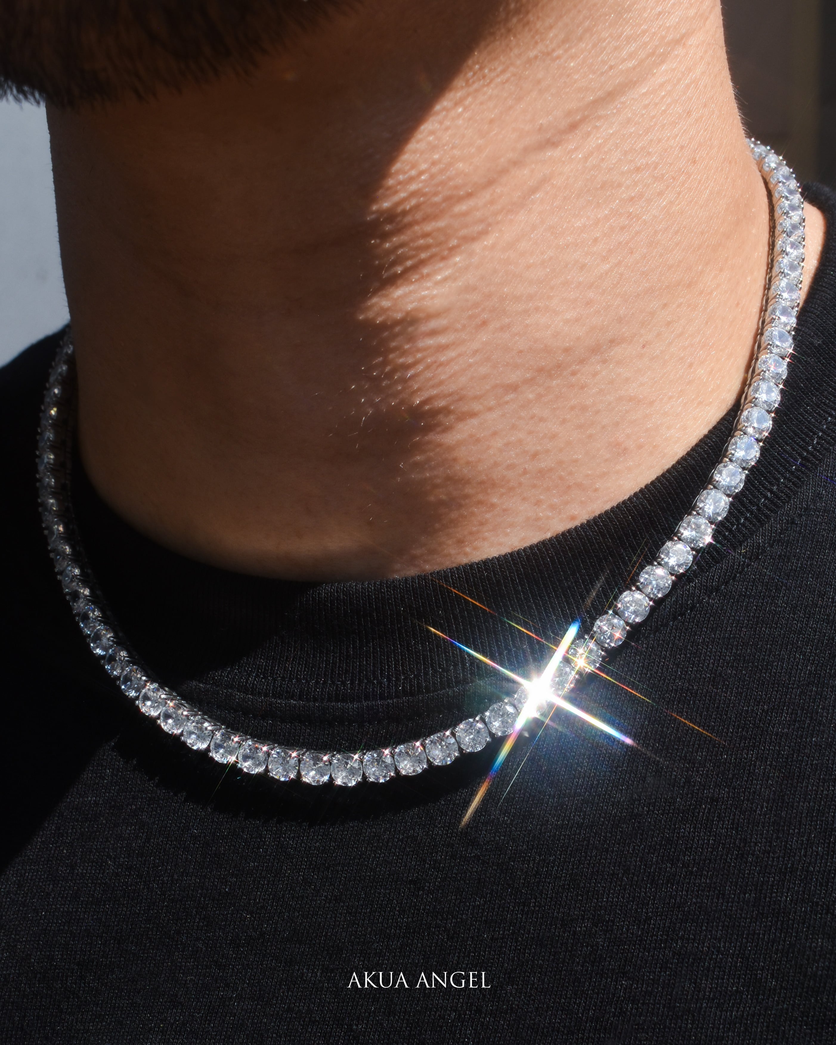 luxury tennis necklace stainless steel ・5mm N53