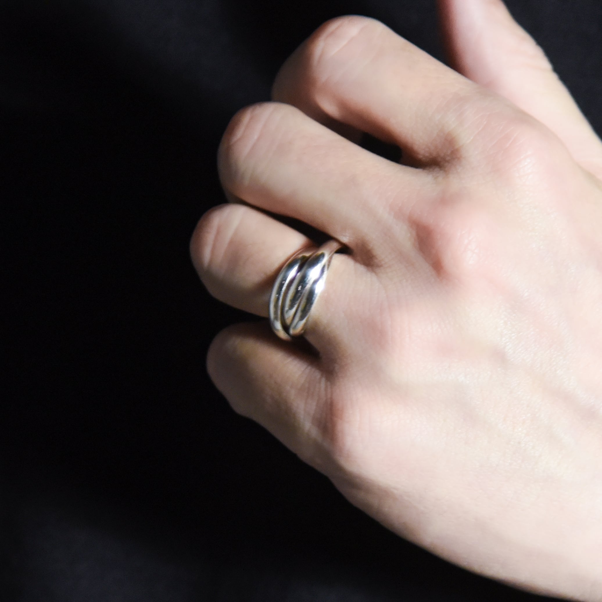 Vintage 835シルバー スリーストーンリング British Vintage Silver Triple Strand Ring イギリス ヴィンテージ 3