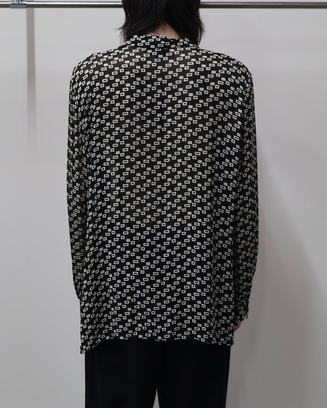 square design sheer open collar shirt / Kyoto store