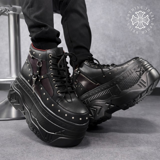 各サイズ先着10点半額《23cm〜27cm 5サイズ展開》身長約11cmUP☆超高品質GOTHIC厚底スニーカー【WINE RED】