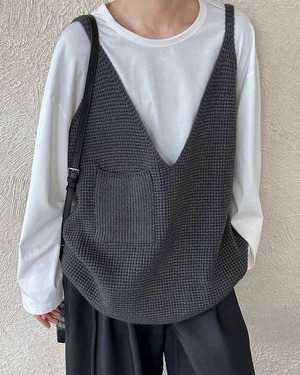 ルーズシルエットニットベスト 3color A0577