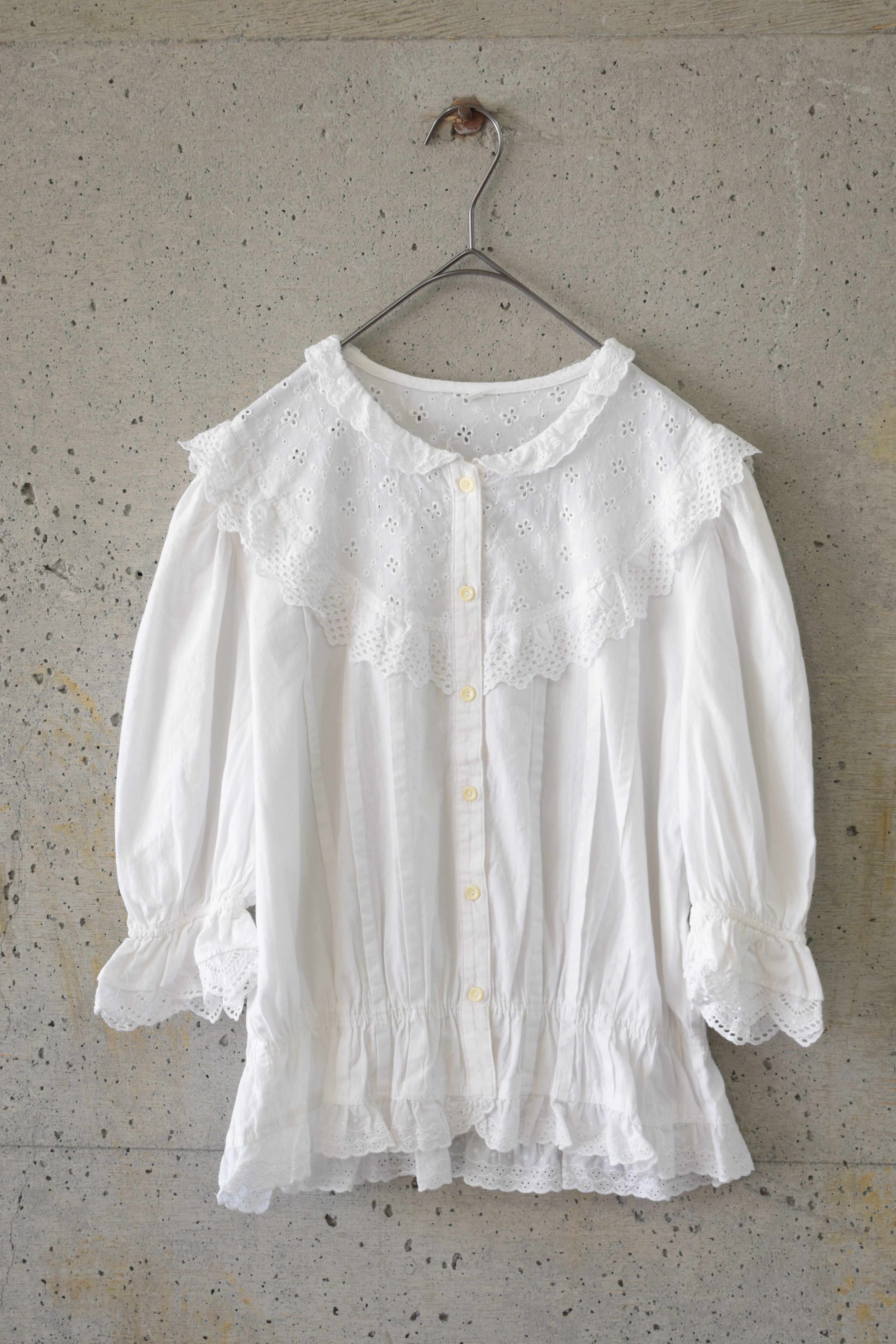 Pintuck Blouse with Lace Paneling