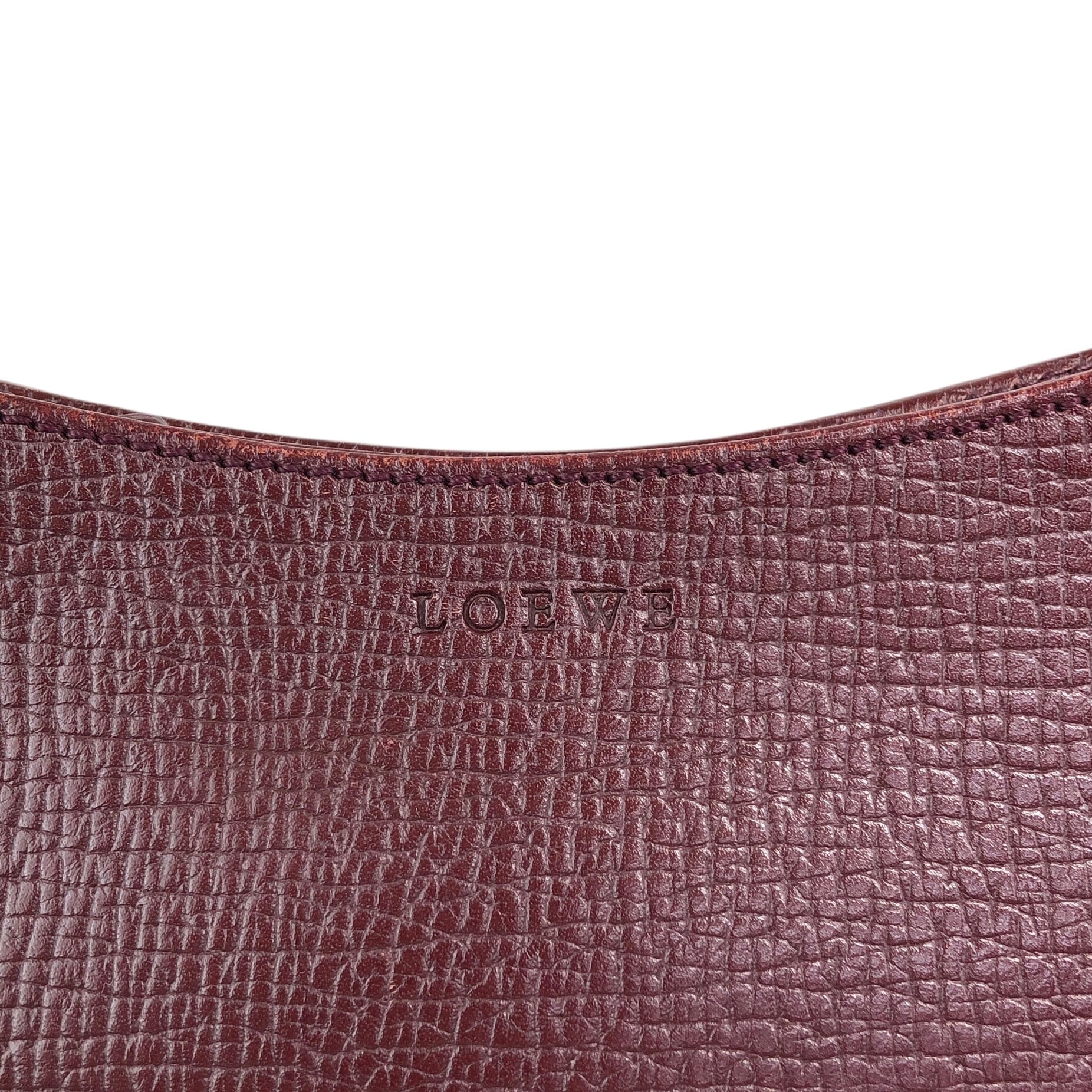 LOEWE ロエベ ハンドバッグ ボルドー ロゴ レザー 型押しレザー ミニ