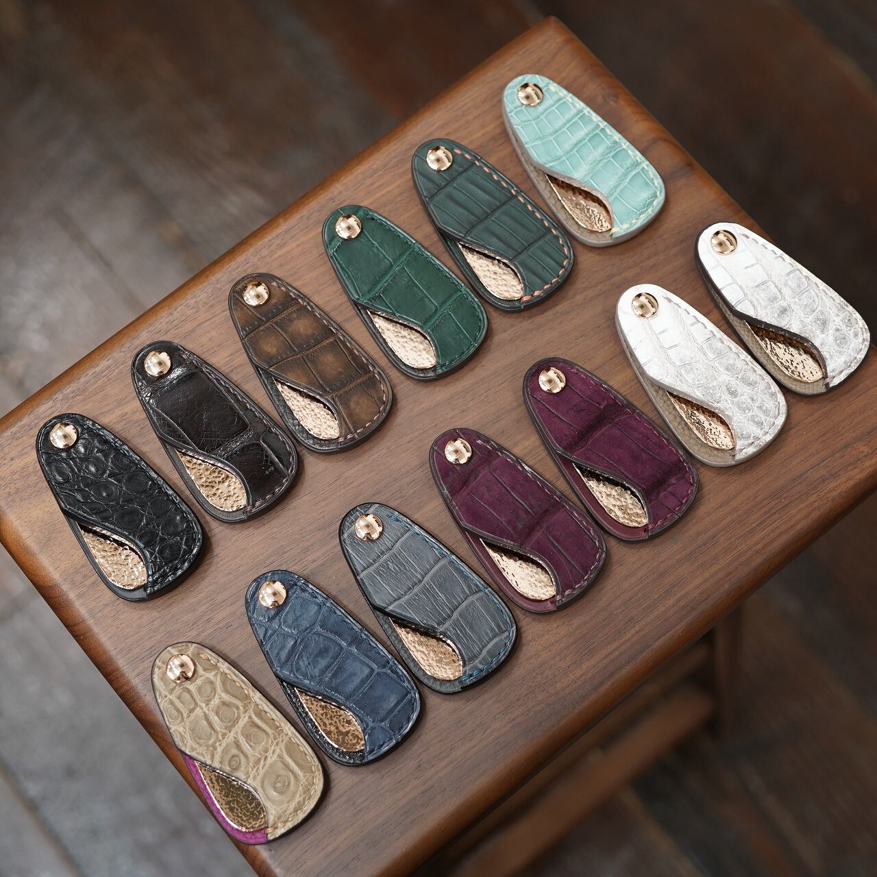 Maison d' Artisan ポータブルレザーシューホーン ピンクゴールドバージョン クロコダイル革各種