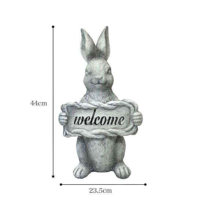 ラビット✨うさぎ　作家さんサイン入り うさぎのガーデンサイン 80448 ウェルカム welcome うさぎ 白 兎