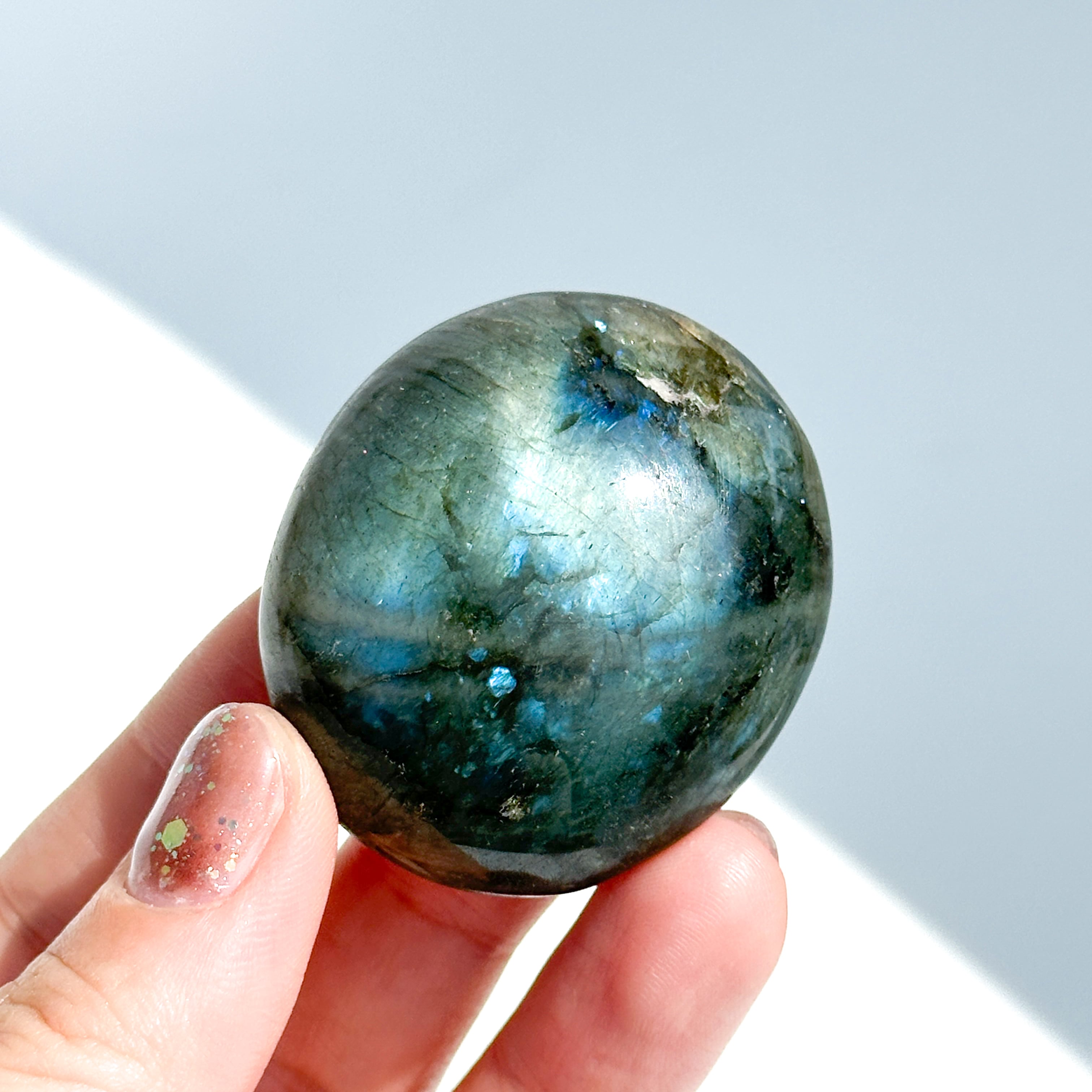 天然石ラブラドライト　くまパーツ　No.1577 ラブラドライト パームストーン 22◇ Labradorite ◇天然石・鉱物