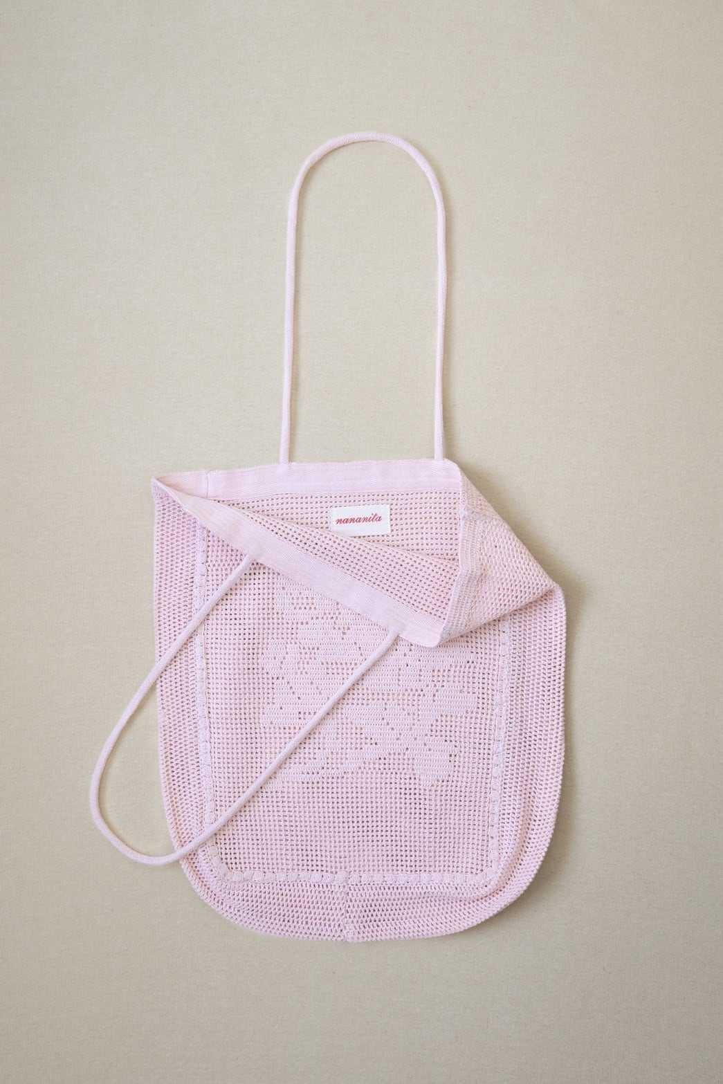 nananita クロシェトート　薄ピンク Nananita 〈ROSE CROCHET BAG〉 PETAL | trava
