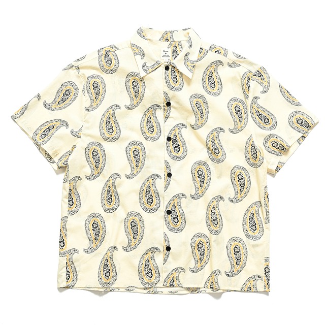 Revo. | VINTAGE PAISLEY PATTERN COTTON SHIRT | ペイズリー柄 | 綿100% | オープンカラー | 半袖 開襟シャツ | WHITE | TH-4096