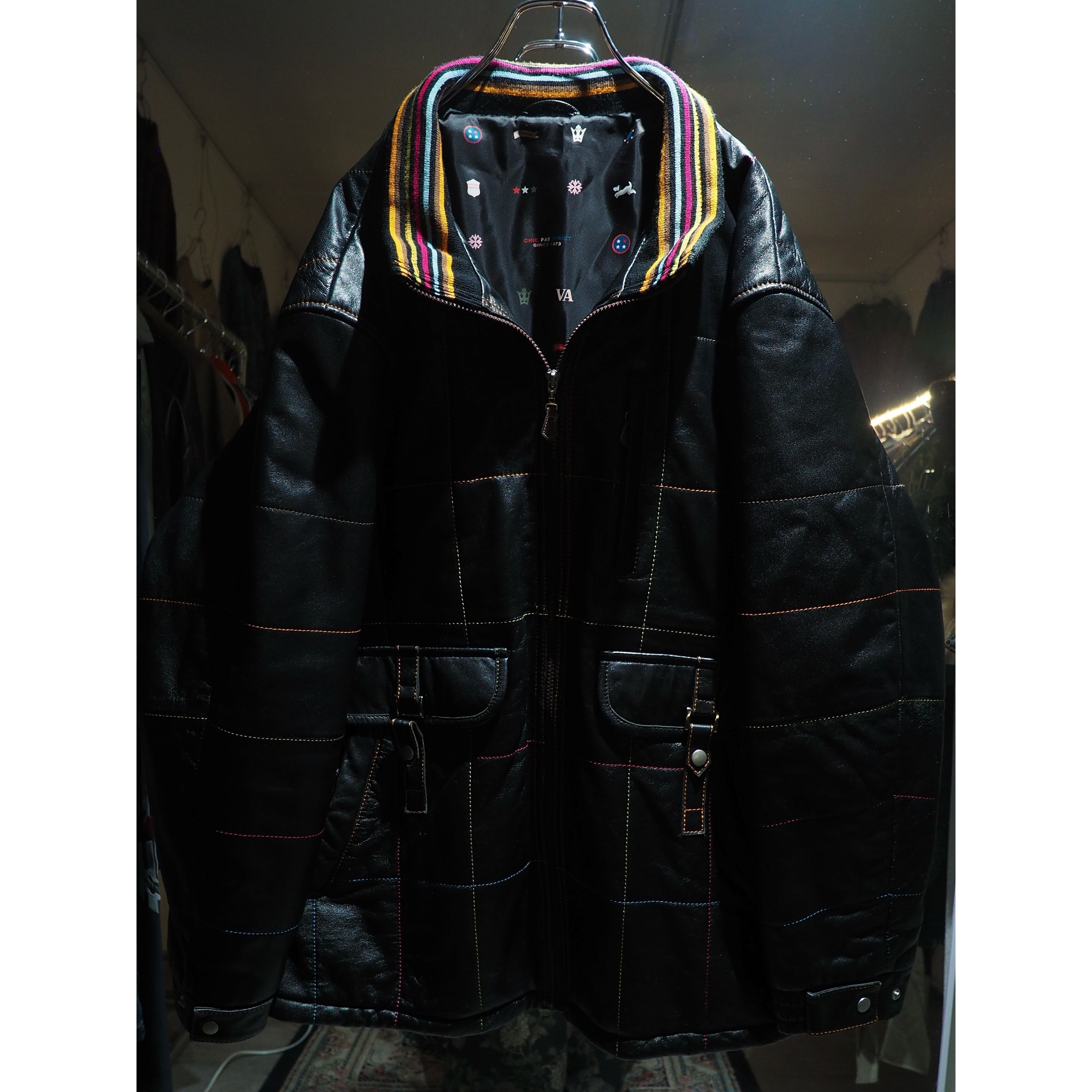 ” 極上 - Special ” Multi color stitch Embossed Sheep leather Hooded jacket