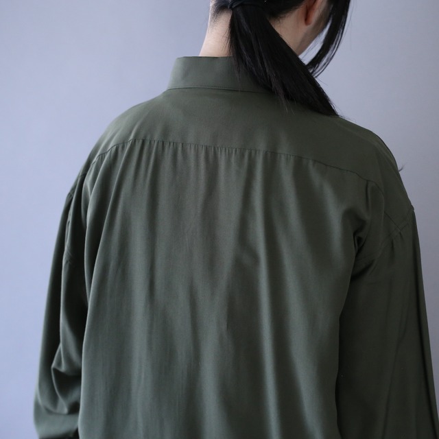 "刺繍" bi-color switching design loose silhouette shirt