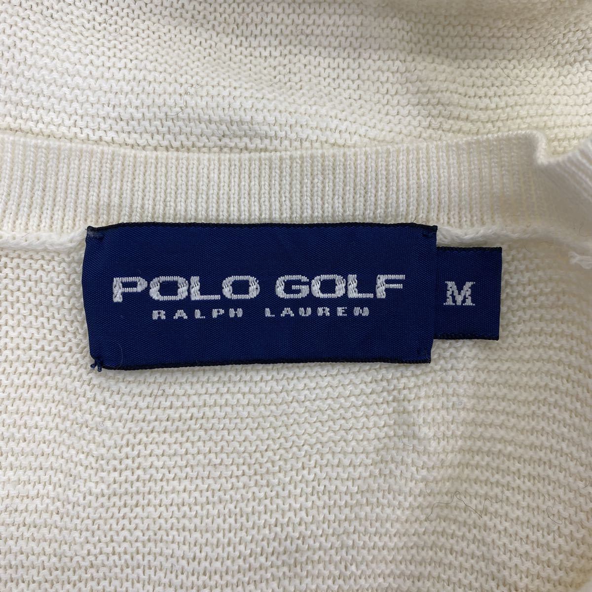 POLO GOLF ニットセーター M ホワイト ポロゴルフ Vネックセーター