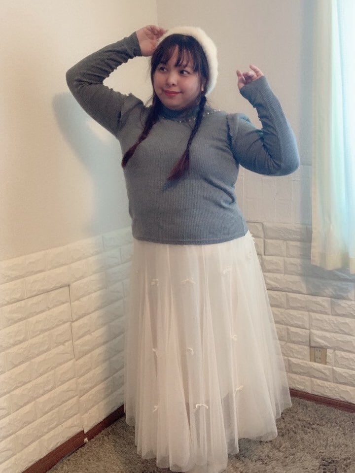 儚げなチュールが可愛さをアップ リボンチュール スカート フェミニン 可愛い 大きいサイズ 韓国 CH8346