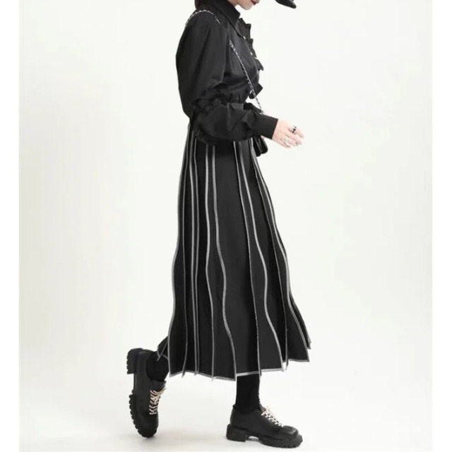 Asymmetric frill long shirt【2color】 C1285