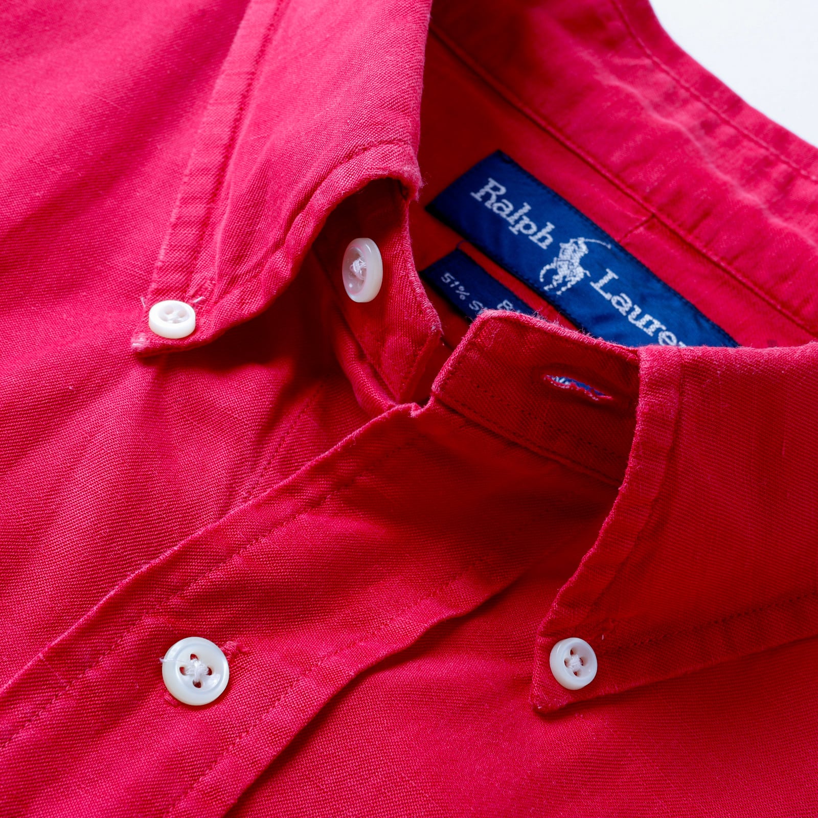 美品】80s Ralph Lauren special silk linen shirt red big size 美品】80s Ralph Lauren special silk linen shirt red big size