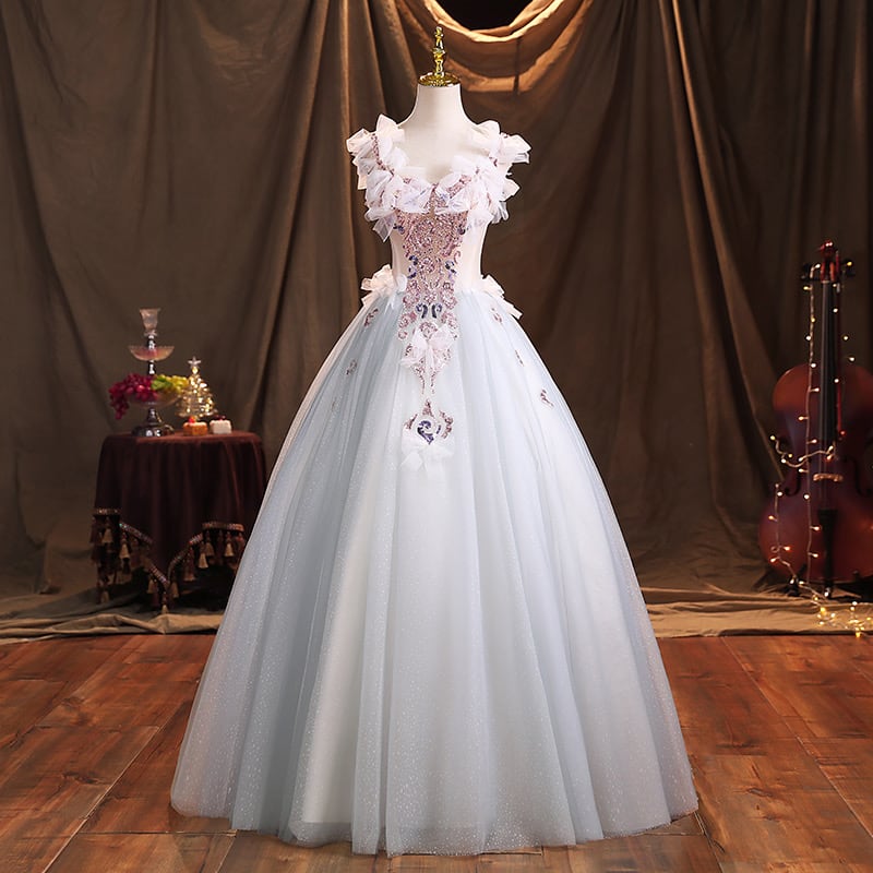 リボン&刺繍フェアリーロングドレス D0320