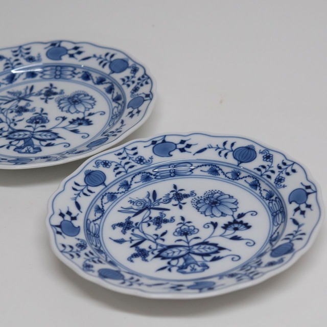 MEISSEN　マイセン　ブルーオニオン　18cmプレート　2客　USED品